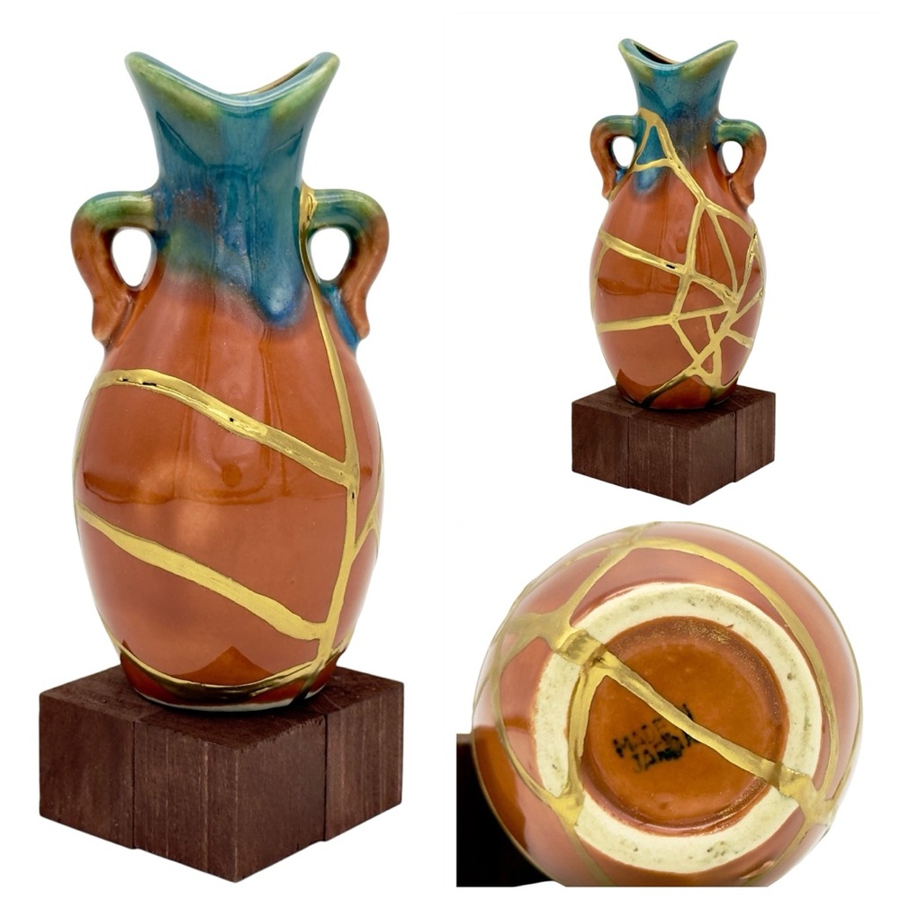 Kintsugi Vase Japanese Vintage Drip Glaze Gold Crack Art Personal Growth Gift